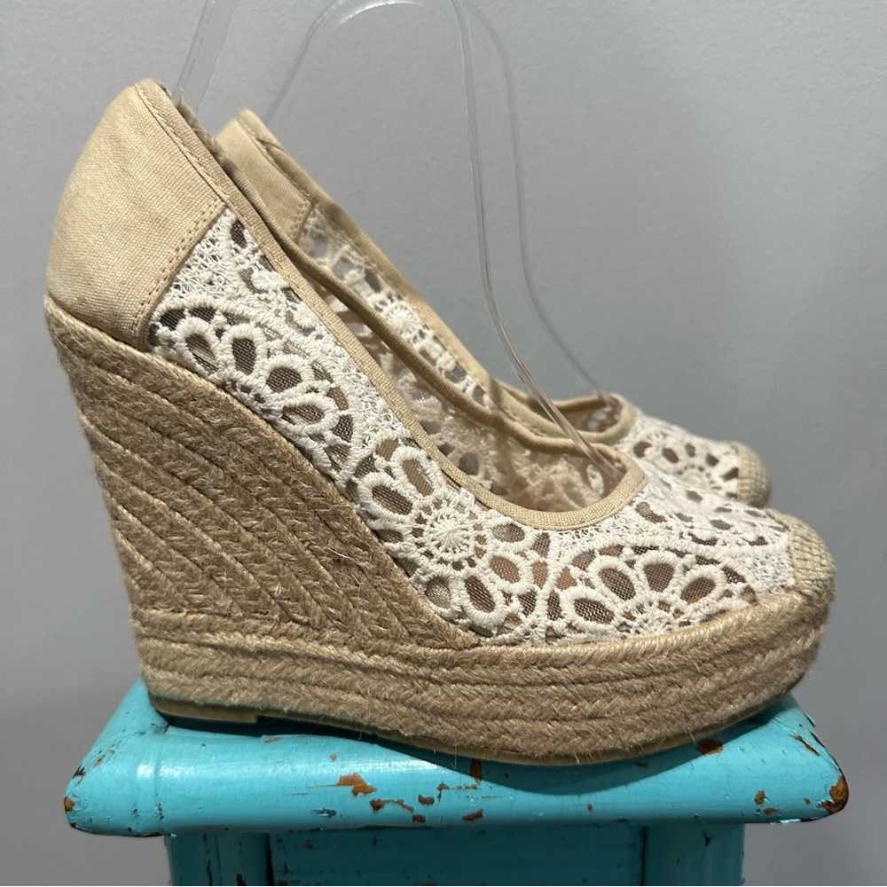 Groove Footwear Natural Crochet Bestie Espadrille Size 8 - Picture 5 of 15